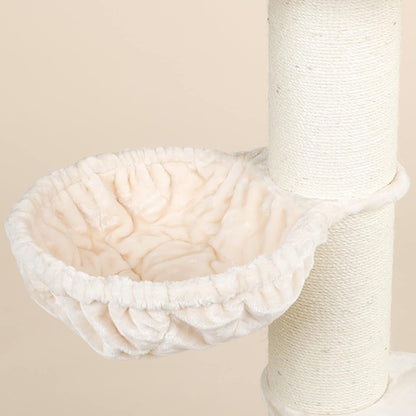 Krabpaal – Krabboom – Kattenmeubel – Klimpaal – De Luxe – Extra Stevige 20 cm Sisalstammen – Royale Hoogte 158 cm – Crème Kleur