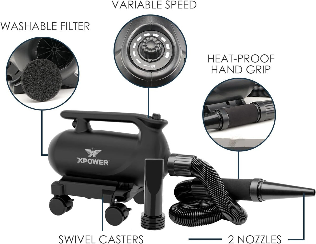 XPower Professionele Auto Droogblazer met Mobiele Dock (A-16)