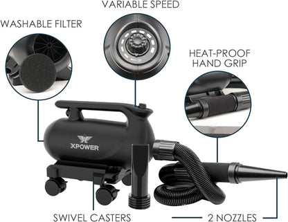 XPower Professionele Auto Droogblazer met Mobiele Dock (A-16)