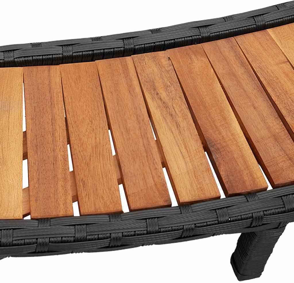 vidaXL Hot Tub Surround Storage Wooden Step Pad Poly Rattan Black,Spa Surround,Outdoor Hot Tub Enclosure,Round Hot Tub Round,Hot Tub Enclosure - QUORE