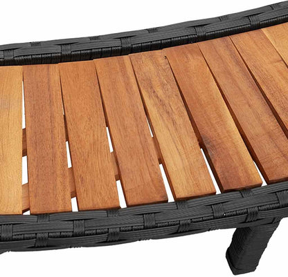 vidaXL Hot Tub Surround Storage Wooden Step Pad Poly Rattan Black,Spa Surround,Outdoor Hot Tub Enclosure,Round Hot Tub Round,Hot Tub Enclosure - QUORE
