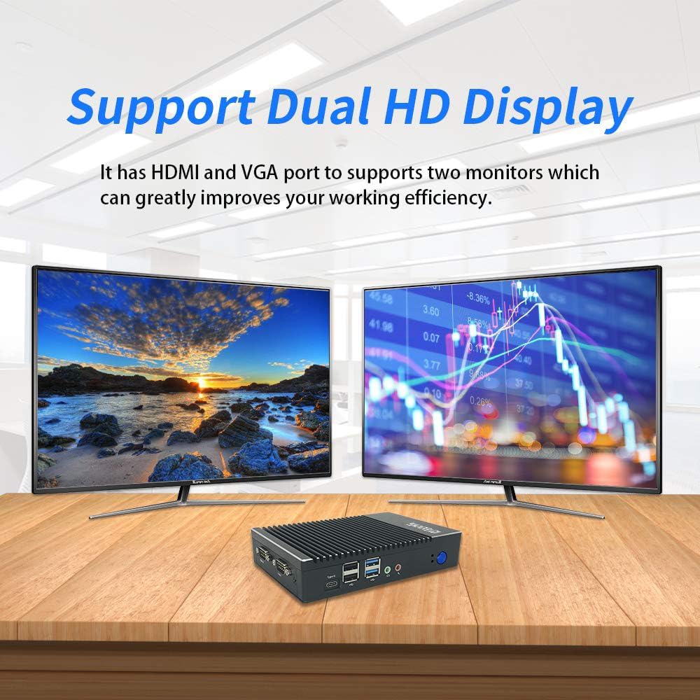 Fanless Mini-pc, micro-pc AMD 6400T (1,0GHz-1.6GHzz), mini-desktopcomputer HD/VGA/BT4.0/Type-C/Wi-fi5.0, DDR3 SSD ondersteund, geen vooraf geïnstalleerde systemen (8 GB 128 GB)