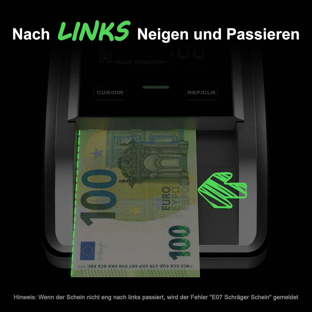 Aneken AL-139 Bankbiljettencontroleur met 2,8 inch digitaal scherm, valsemgeldzoeker met totale waarde en additiefunctie, 4-weg oriëntatie en traceerbare opnames, compatibel EUR/USD/GBP enz