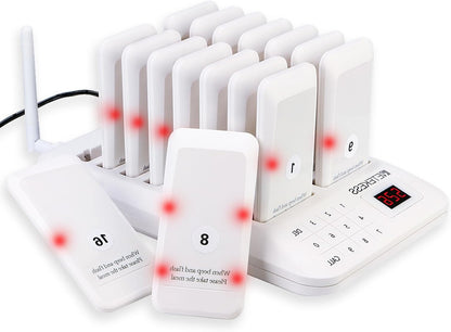 Draagbare Pieper – Oproepsysteem – Pager – Restaurant Pager – Draadloze Pieper – Witte Variant – Touchscreen Bediening – 20 Uur Batterijduur - QUORE