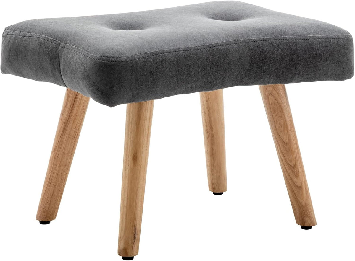 HollyHOME Comfortable Armchair with Footstool Living Room Chair Velvet Accent Chairs Cozy Relaxing Armchairs Reading Chair Bedroom, Dark Grey