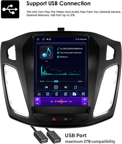 Ossuret Autoradio voor Ford Focus 3 MK3 (2011-2019, 9,7 Inch Android 13 Touchscreen 2+32GB GPS Navigatie met Carplay Android Auto WiFi Bluetooth USB Stuurwielbediening