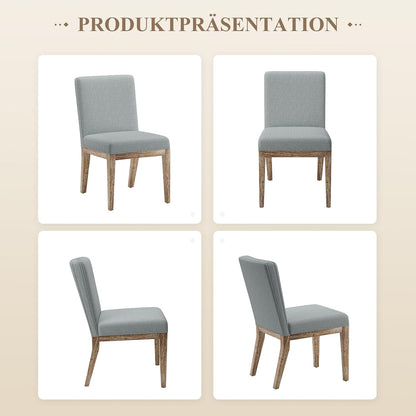 COLAMY Set van 4 eetkamerstoelen, moderne eetkamerstoelen met stoffen bekleding, keukenstoelen in landelijke stijl voor restaurant en woonkamer, grijs
