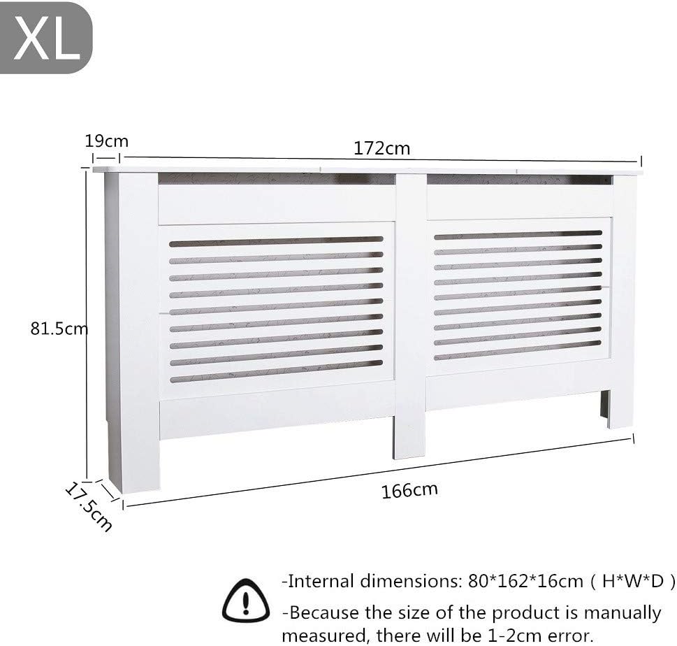 Mondeer Radiator Cover, Kabinet MDF Horizontale Moderne Witte Decoratieve voor Woonkamer Slaapkamer XL (172cm)