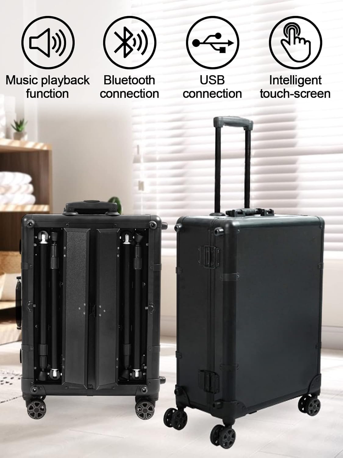 Professionele Make-up Koffer – Make-up Case – Make-up Trolley – Visagiekoffer – Cosmeticakoffer – LED Spiegel Met 3 Lichtkleuren – Bluetooth Speaker
