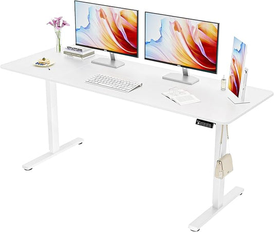 Zitsta Bureau – Zit Sta Bureau – Elektrisch Bureau – Hoogte Verstelbaar Bureau – 170x60 CM – Wit Frame – Splitsbaar Tafelblad