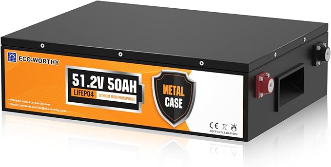ECO-WORTHY LiFePO4 48V 50Ah Battery with BMS Protection and 3000-15000 Cycles, Lithium Battery for Motorhome, Solar System, Boat, Household, Solar Panel Kit, Camping - QUORE