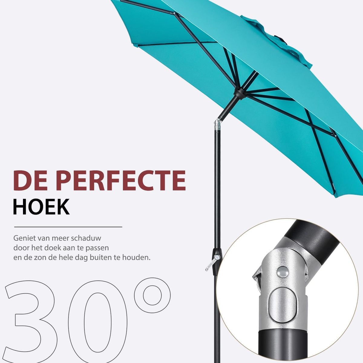 Sekey Aluminum Parasol, 200 x 300 cm, parasol, balkonparasol, rechthoekig, voor balkon, tuin en terras, zonwering UV 50+