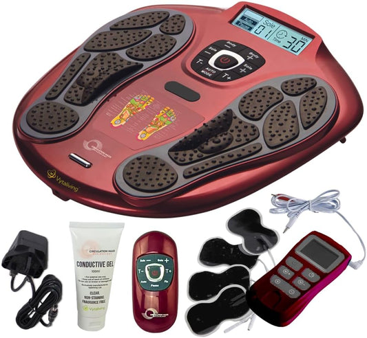 Voet- en beenstimulator – Reflexologie voetmassager – Voetmassageapparaat – Voetzoolstimulator – Beenmassager – Rood – EMS-technologie – Werkt op adapter of batterijen