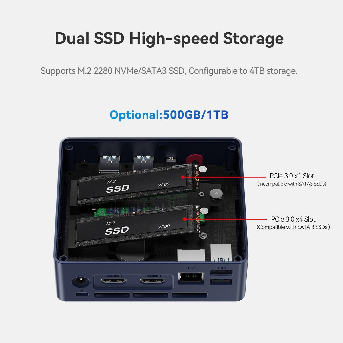 Mini PC – Mini Desktop Computer – Compacte PC – Kleine Computer – Mini Computer – Intel Alder Lake-N95 Processor – 4K Dual HDMI Display