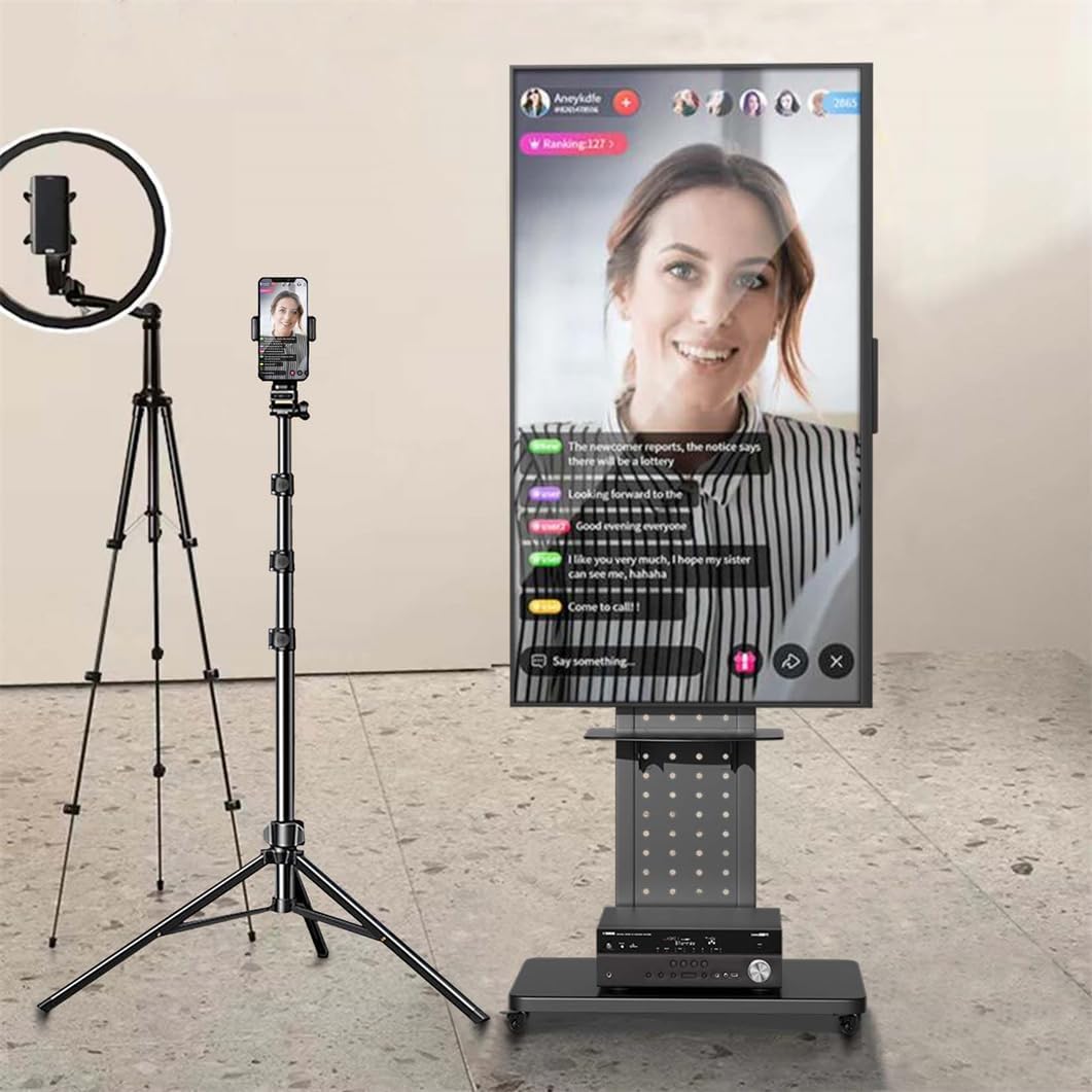 Vloer-Tv-Standaard Op Wielen – Verrijdbare Tv Standaard – Tv Statief – Tv Vloerstandaard – Mobiele Tv Standaard – Voor 32-65 Inch – 90° Draaibaar