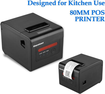 EXCELVAN HOP-H801 thermoprinter, USB-interface, 80 mm, 300 mm/sec, compatibel met Androod, iOS, Windows en Linux, zwart
