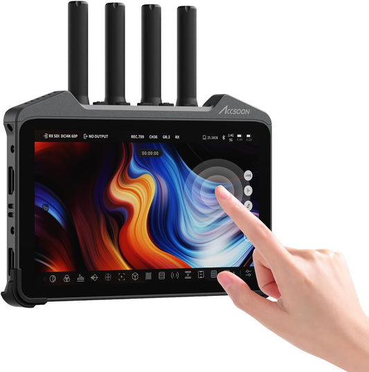 Accsoon CineView M7 Pro 7" 4K60 Camera Field Monitor & Dual-Band Transmitter & Receiver met SDI/HDMI, LUT-ondersteuning, Live Streaming, Touchscreen, 3-in-1 Draadloos Videosysteem voor Filmmaken