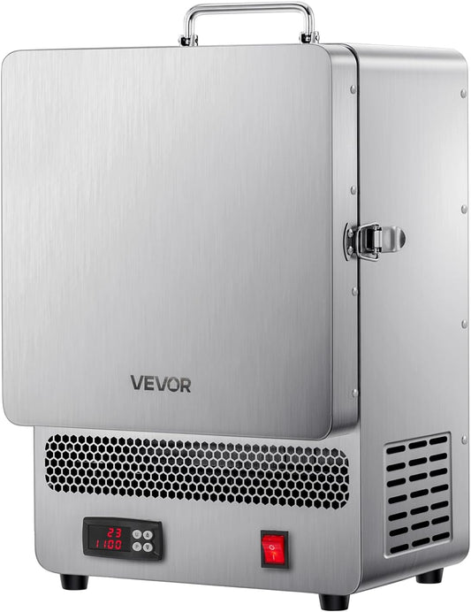 VEVOR Elektrische smeltoven met 1500 W, maximale temperatuur 1200 °C, roestvrij staal, goudsmeltoven voor het smelten van was, klei, voor het harden van metaal