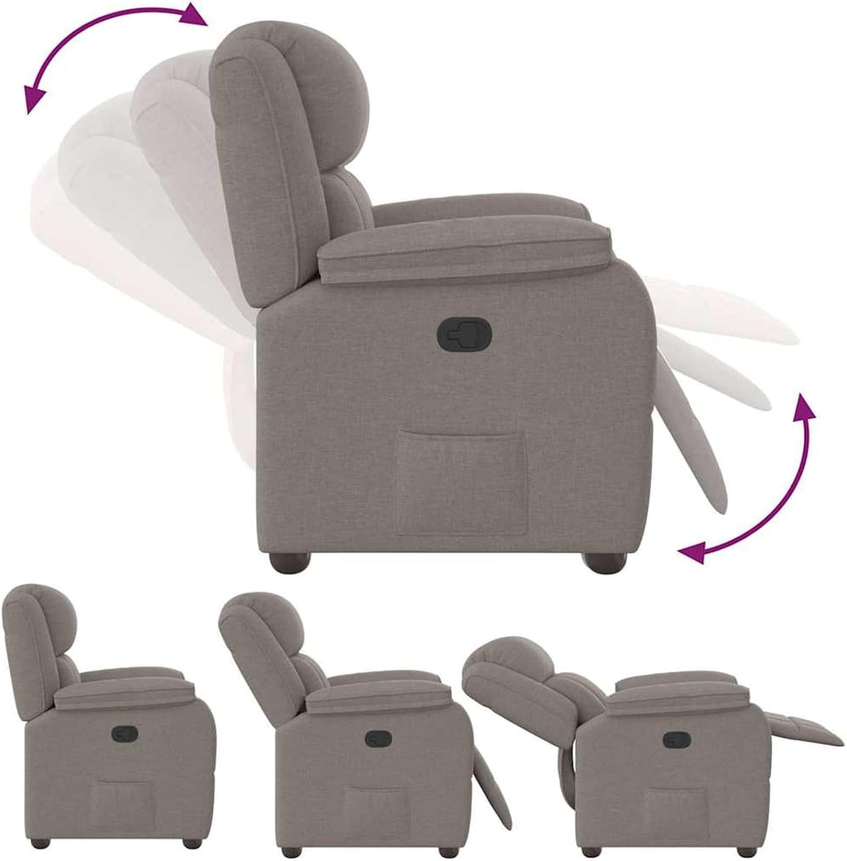 Gecheer Relax Chair Taupe Fabric, Recliner TV Chair Sleeping Chair for Living Room Cinema Night Seniors 4015707 - QUORE