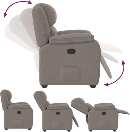 Gecheer Relax Chair Taupe Fabric, Recliner TV Chair Sleeping Chair for Living Room Cinema Night Seniors 4015707 - QUORE