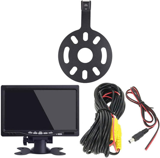 HD Derde Dak Top Mount Remlamp Omgekeerde Achteruitblik Backup Camera Hoek afstand Verstelbare IR Nachtzicht voor Jeep Wrangler/Willys/Onbeperkt Sahara Spare Tire Rubicon, Reversing Camera+7"monitor