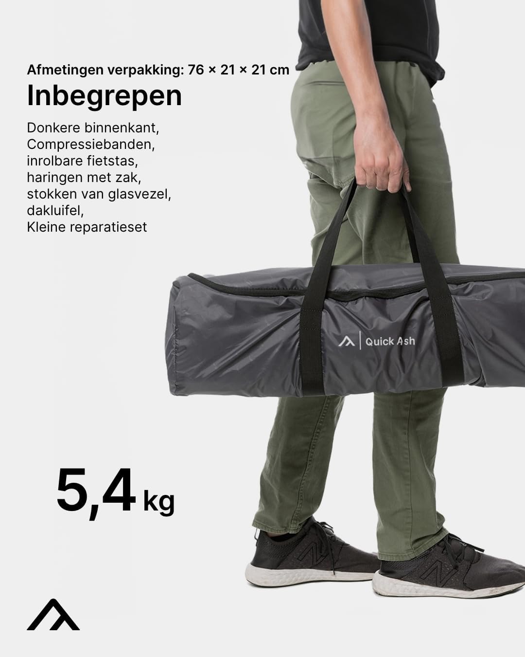 Qeedo Quick Ash 2, camping tent 2 persoons, pop up tent (Quick-Up-System)