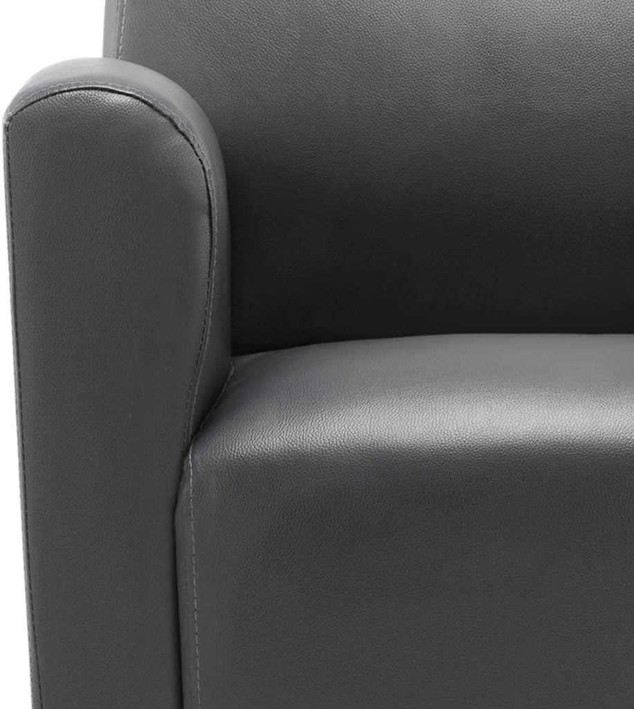 Fauteuil grijs kunstleer, loungestoel, televisiestoel, relaxstoel, bureaustoel, stoel voor slaapkamer, woonkamer, werkkamer, kantoor
