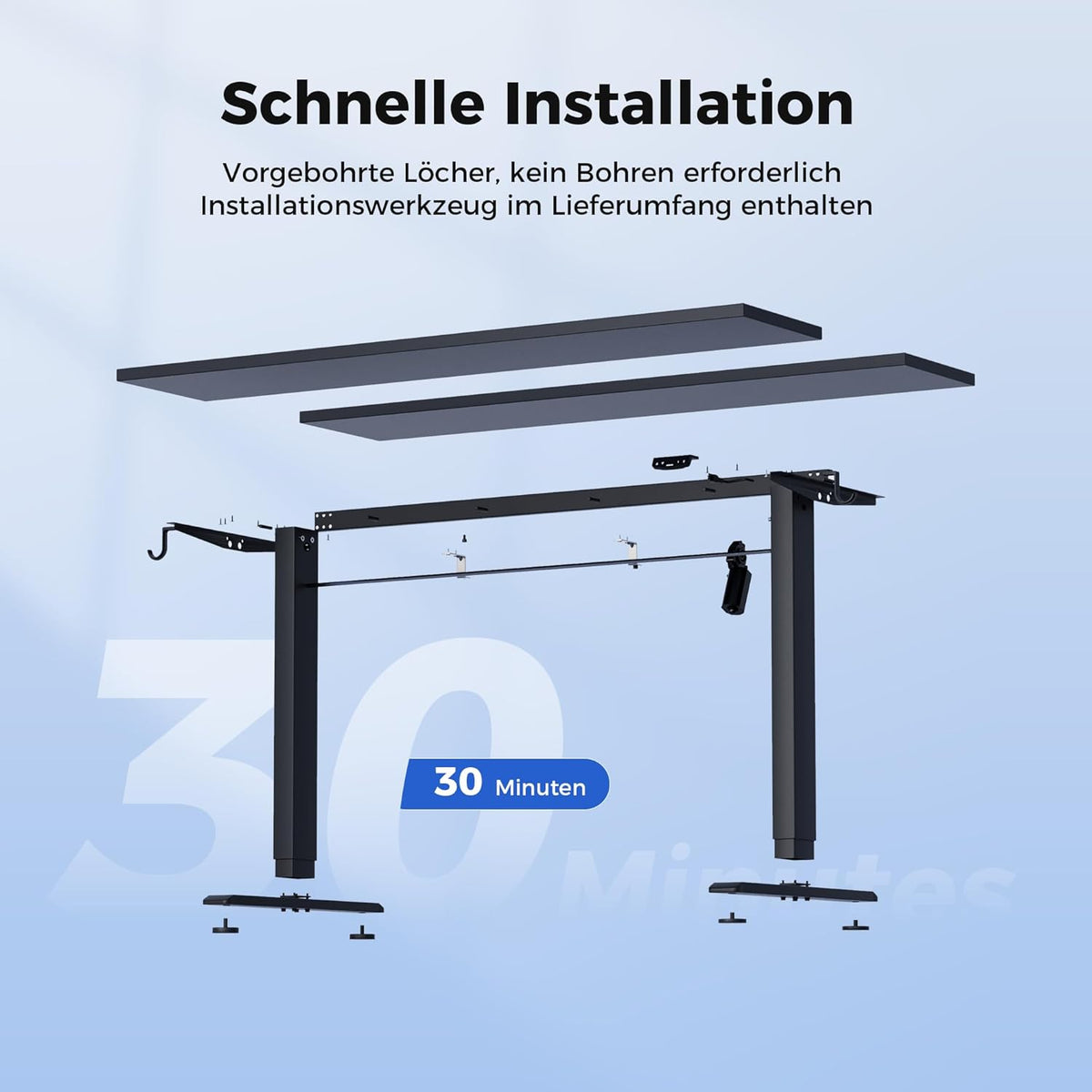 Agilestic Height Adjustable Desk 150 x 60 cm, Stable Desk with Electric Height Adjustment and Manual Control with Memory, Ergonomic Desk for Standing or Sitting, Black - QUORE