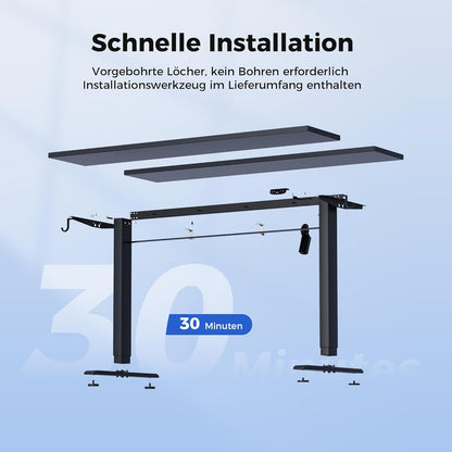 Agilestic Height Adjustable Desk 150 x 60 cm, Stable Desk with Electric Height Adjustment and Manual Control with Memory, Ergonomic Desk for Standing or Sitting, Black - QUORE