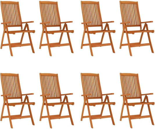vidaXL Garden chairs 8 pcs collapsible solid eucalyptus wood