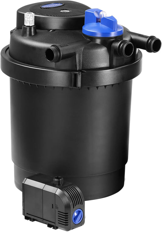 Gardebruk vijverdrukfilter 18L complete set 2000 L/H 11 watt UVC lamp bypass functie pomp tuinvijver vijverfilter