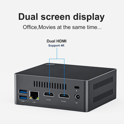 KUYiA Mini PC, desktop computer, Windows10, business gaming home office, 8GB RAM128G SSDCeleronJ4125 up to 2.7GHz processor, supports 4K HDMI Dual WiFi 2.4G + 5.8G Ethernet 1000M USB 3.0X4 BT4.0 - QUORE