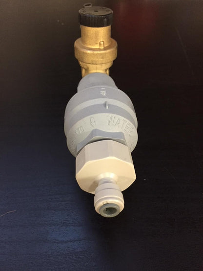 Cool Products Mains Fed Water Cooler Installatierail (POU) - Complete installatiekit met dubbele terugslagklep, waterblok, drukreducerende klep, uitschakeling en 5 meter 1/4" OD-buis