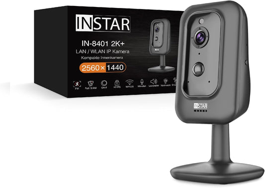 INSTAR IN-8401 2K+ zwart - LAN/WLAN bewakingscamera met AI (AI) - IP-camera - WPA3-2,4 en 5 GHz WiFi - 2-weg audio - PIR - warmtesensor - nachtzicht - 940nm onzichtbare leds - HomeKit - MQTT