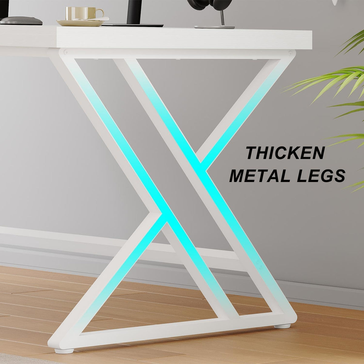 LVB Computer Tafel Lange Industriële Home Office Desk voor Student Grote Metalen Schrijven Studie Werk Desk Farmhouse Executive Gaming Computer Tafel voor Slaapkamer Woonkamer Wit