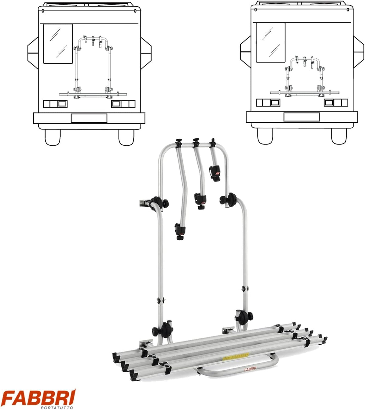 Bicycle carrier for 3 wheels for motorhomes and caravans - Bici OK Camper 47/87 - QUORE