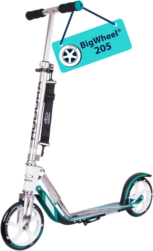 Hudora 14751 Bigwheel 205-Het Origineel Met Rx Hudora Big Wheel 205 Step met RX Pro Technologie, Inklapbaar, Turquoise