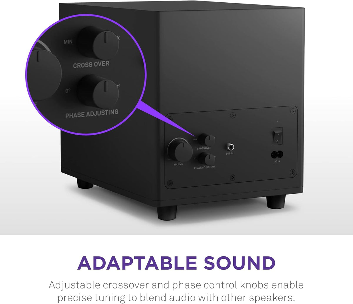 NZXT Relais PC Gaming Desktop Subwoofer - AP-SUB80-EU - 140 Watt - Diepe, krachtige bas - Down-Beam 6,5" Driver - Crossover en Phase Control - Zwart"}