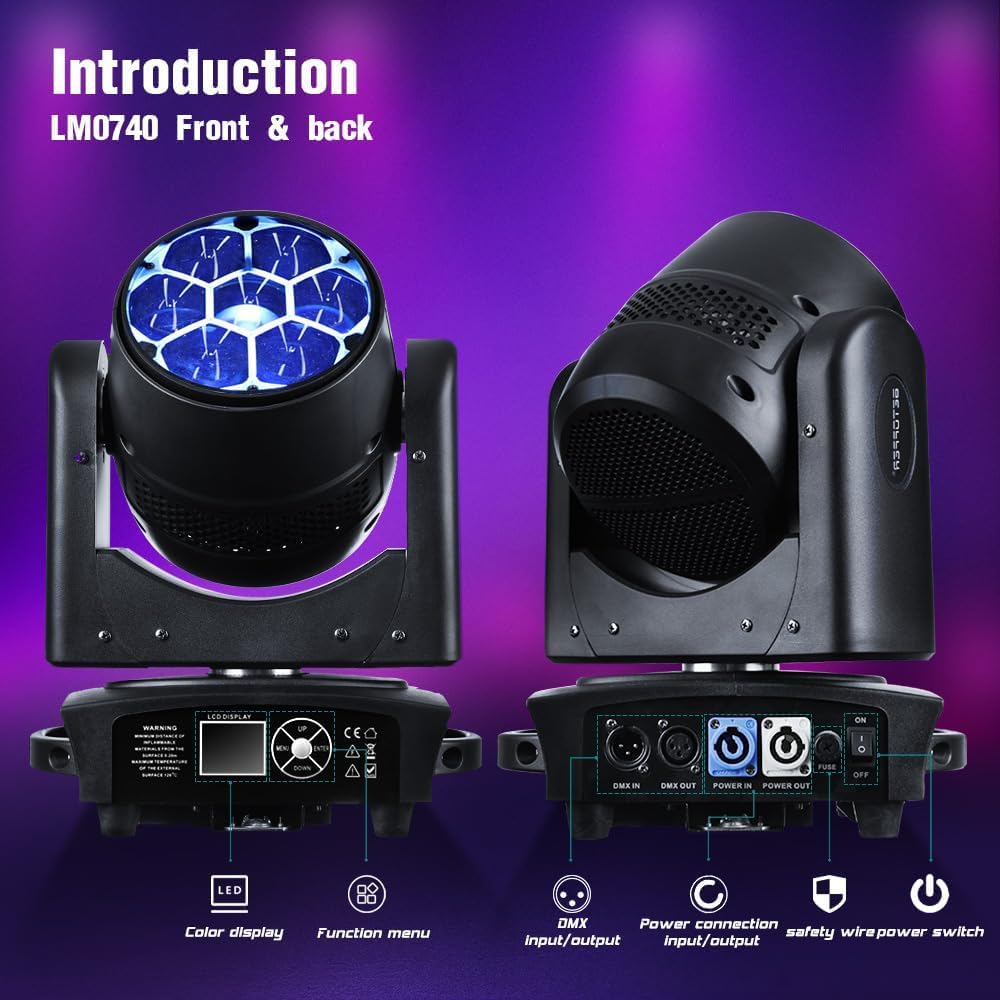 BETOPPER Moving Head discolicht partylicht 7x40W LED Beam / Wash / Zoom / Dazzle / Strobe Effect RGBW 4in1 discobal Big Bee Eye podiumschijnwerper CTO Mode DMX DJ licht (1S)