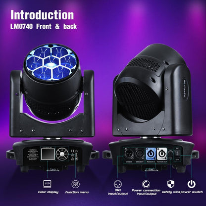 BETOPPER Moving Head discolicht partylicht 7x40W LED Beam / Wash / Zoom / Dazzle / Strobe Effect RGBW 4in1 discobal Big Bee Eye podiumschijnwerper CTO Mode DMX DJ licht (1S)