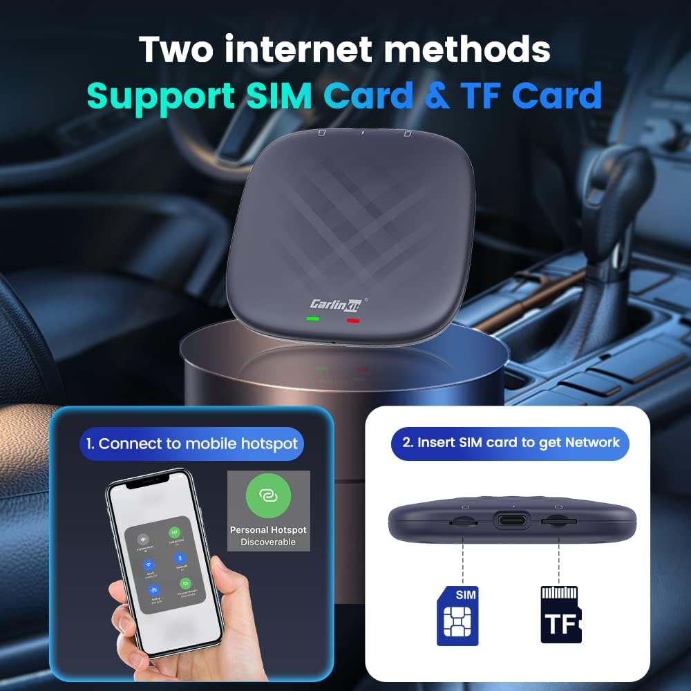 CarlinKit Android 13 CarPlay AI BOX, 8 GB + 128 GB, Snapdragon QCM 6125, ondersteuning voor draadloze CarPlay/draadloze Android Auto, Google Play Store, Netflix, YouTube online
