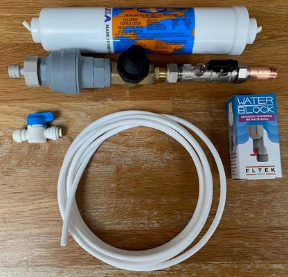 Cool Products Mains Fed Water Cooler Installatierail (POU) - Installatiekit met DCV, Waterblok en Reset-apparaat, Drukreducerende Klep, Uitgeschakeld, Waterfilter en 1/4" OD-buis