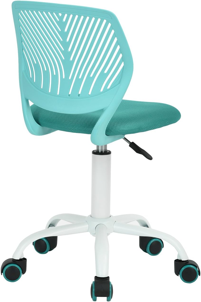 FurnitureR 2 stuks Home Office Chair, Ergonomische Verstelbare Hoogte Swivel Rolling, Computerstoel voor Thuis, Kantoor en Studie, Metaal, Blauw Turquoise, 38,5 cm x 40 cm x 75-87 cm