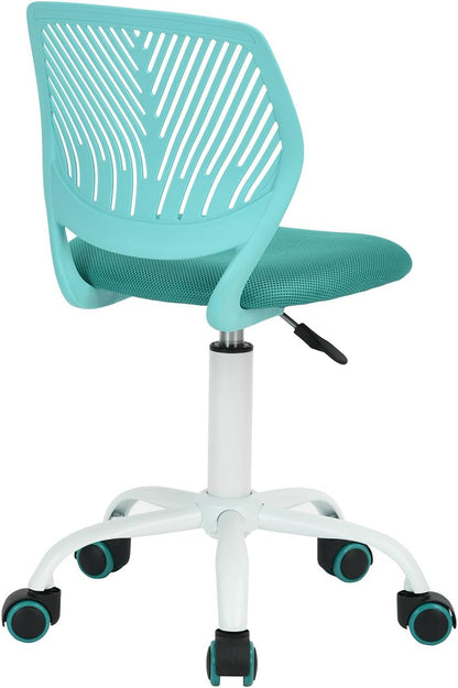 FurnitureR 2 stuks Home Office Chair, Ergonomische Verstelbare Hoogte Swivel Rolling, Computerstoel voor Thuis, Kantoor en Studie, Metaal, Blauw Turquoise, 38,5 cm x 40 cm x 75-87 cm