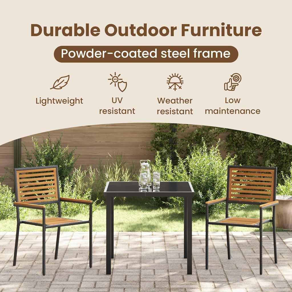 Stapelbare tuinstoelen – tuinstoelen – buitenstoelen – terrasstoelen – balkonstoelen – zwart poly rattan – weerbestendig materiaal – stapelbaar ontwerp