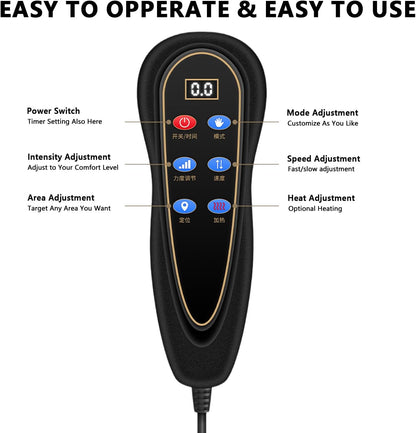 Massagemat voor het hele lichaam met warmtefunctie, massagestoelkussen met 10 vibratiemotoren, suède, elektrische massagepad voor nek, schouders, rug, taille, benen, afneembaar, apart te gebruiken