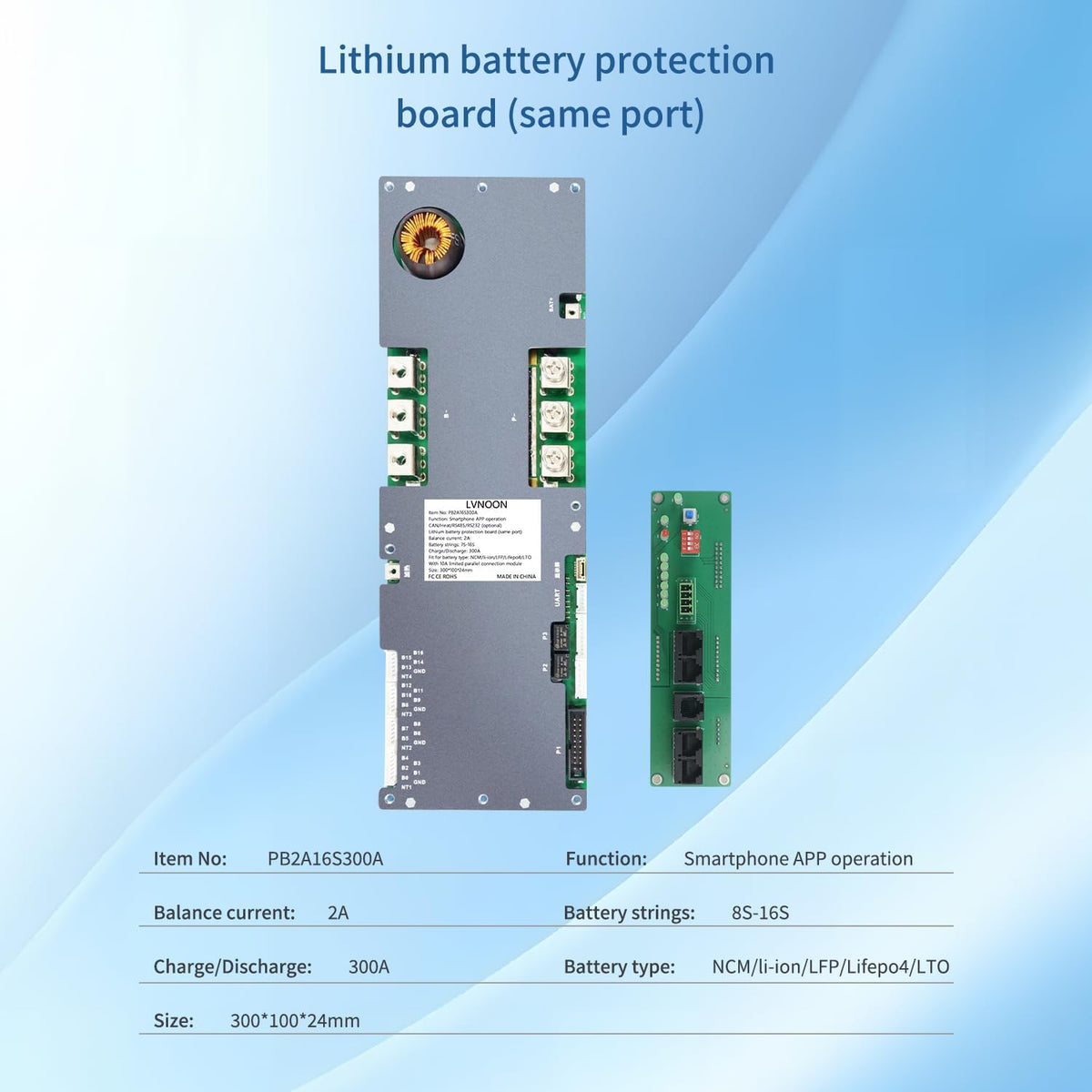 Smart Active Inverter BMS PB2A16S300A met smartphone-app-bediening voor Li-ion NCM LFP LiFePo4 LTO batterijbeheersysteem 7S tot 16S 48V 51.2V 100A 150A 200A Home Energy BMS