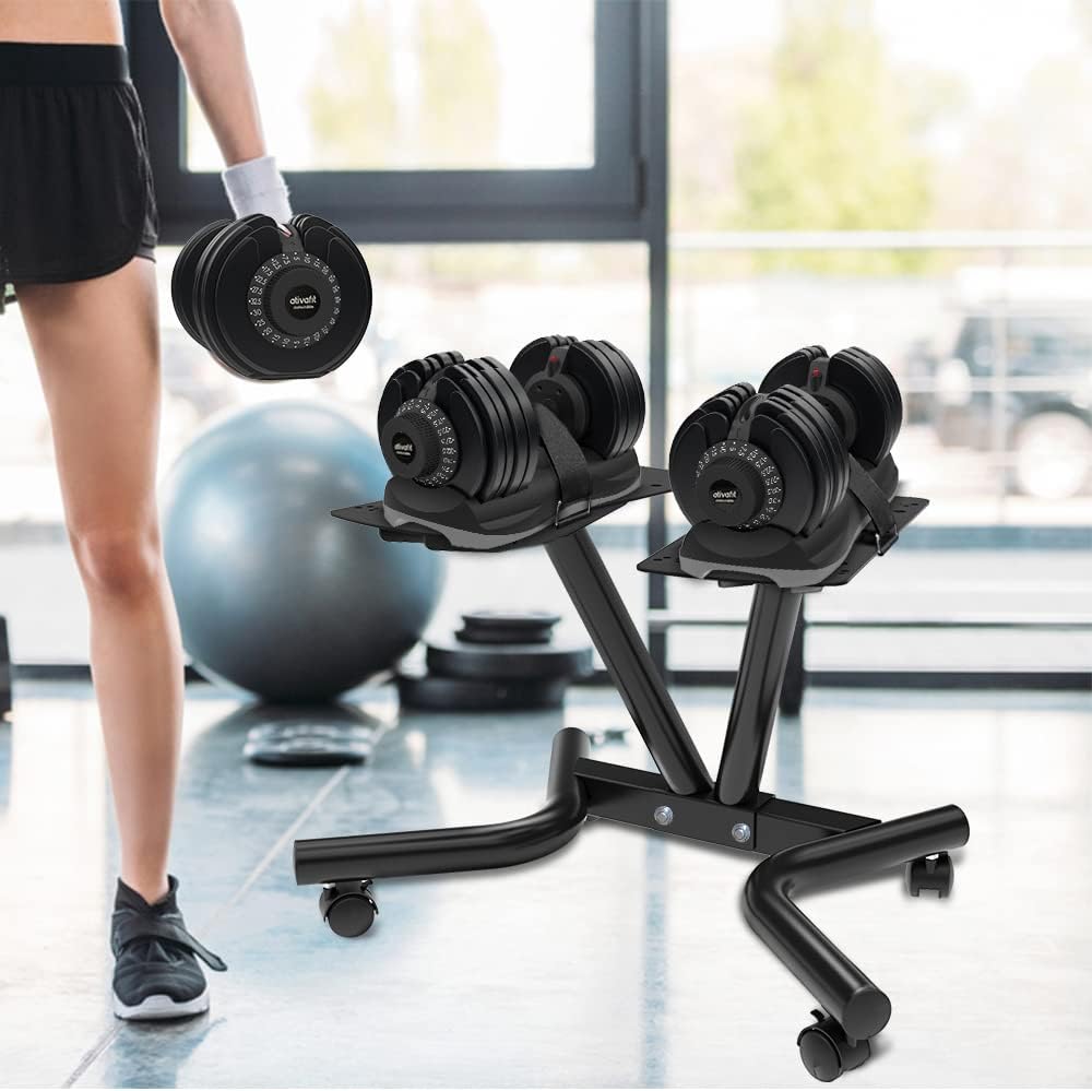 Ativafit Adjustable Dumbbell Stand Fitness Dial Dumbbell Rack with Adjustable Strap for Home Gym Set - QUORE