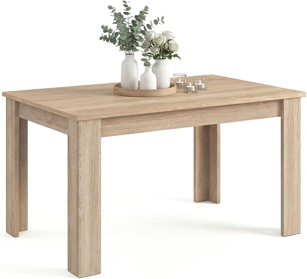 duehome Uittrekbare eettafel, rechthoekig, model Danna, afwerking in Canadees eiken, afmetingen: 140-190 cm (L) x 90 cm (B) x 78 cm (H)