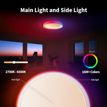 Aqara Ceiling light T1M, requires Zigbee 3.0 HUB, RGB+IC with gradient effects, 40W 3450 lm, 2700-6500 K Tunable white, supports HomeKit, Alexa, Google and IFTTT [Energy Class E], Matter over Bridge - QUORE